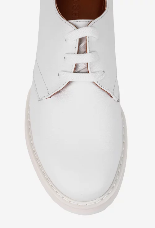 Pantofi dama albi din piele naturala