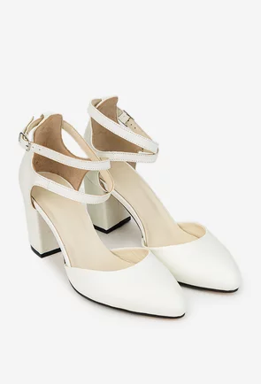 Pantofi dama albi din piele naturala