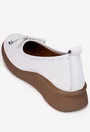 Pantofi dama albi din piele naturala cu accesoriu funda