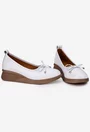 Pantofi dama albi din piele naturala cu accesoriu funda