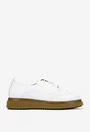 Pantofi dama albi din piele naturala cu aspect perforat