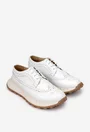 Pantofi dama albi din piele naturala cu aspect perforat