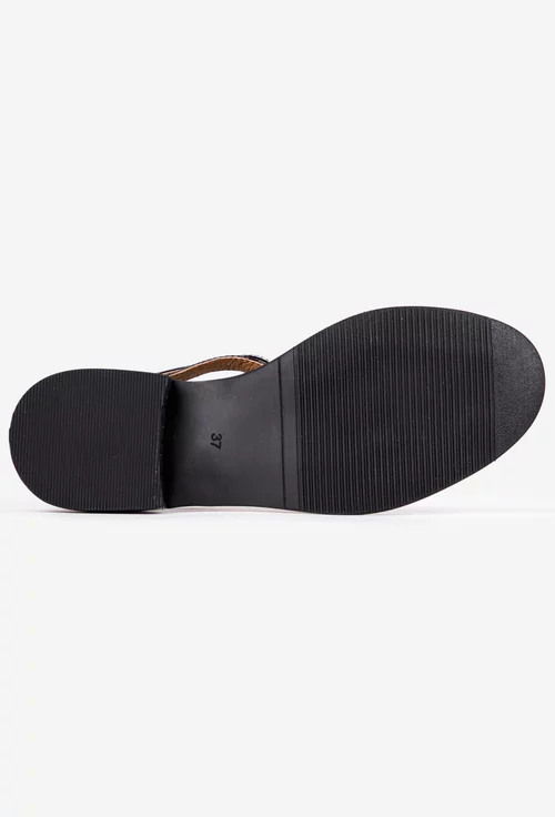 Pantofi dama albi din piele naturala cu barete negre