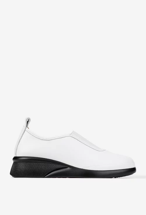 Pantofi dama albi din piele naturala cu elastic