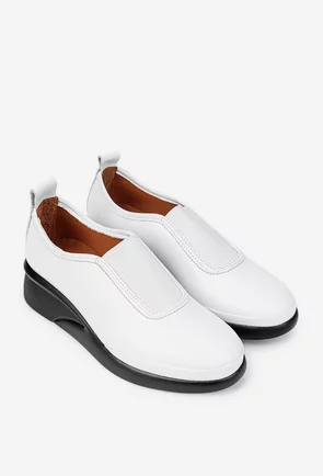 Pantofi dama albi din piele naturala cu elastic