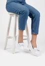 Pantofi dama albi din piele naturala cu funda