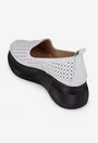 Pantofi dama albi din piele naturala cu model perforat