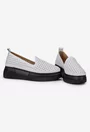 Pantofi dama albi din piele naturala cu model perforat