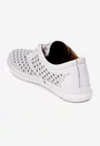 Pantofi dama albi din piele naturala cu model perforat