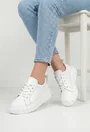 Pantofi dama albi din piele naturala cu talpa alba