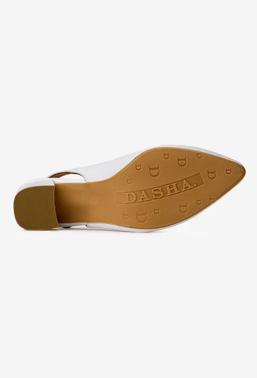 Pantofi dama albi din piele naturala cu varful ascutit