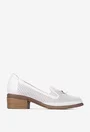 Pantofi dama albi din piele perforata