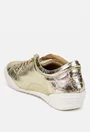Pantofi dama aurii din piele cu siret elastic