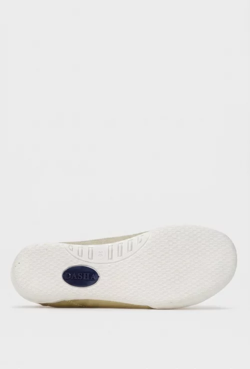 Pantofi dama aurii din piele cu siret elastic