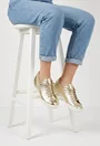 Pantofi dama aurii din piele cu siret elastic