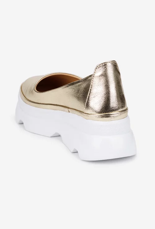 Pantofi dama aurii din piele naturala