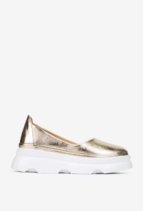 Pantofi dama aurii din piele naturala