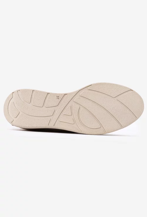 Pantofi dama bej cu auriu din piele naturala cu elastic
