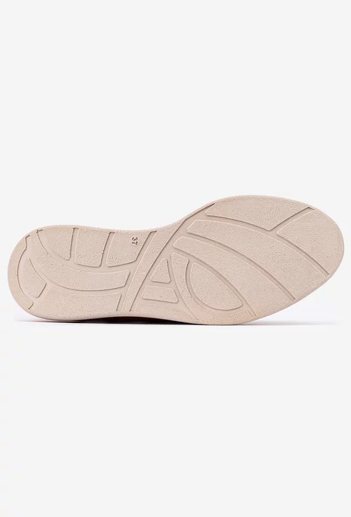 Pantofi dama bej cu portocaliu din piele naturala cu elastic