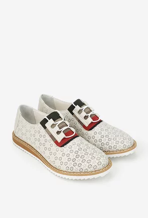 Pantofi dama bej deschis cu model si elastic