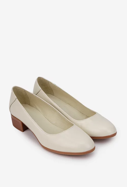 Pantofi dama bej deschis din piele naturala