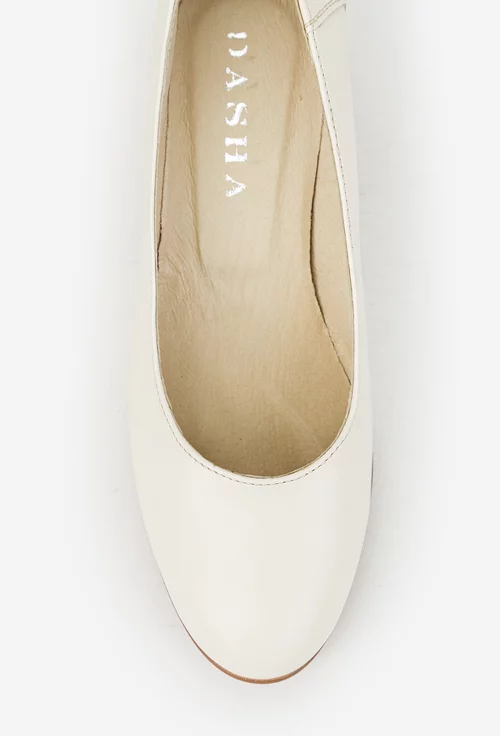 Pantofi dama bej deschis din piele naturala picture - 7