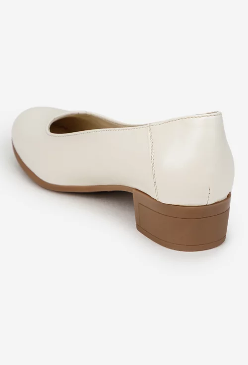 Pantofi dama bej deschis din piele naturala picture - 4