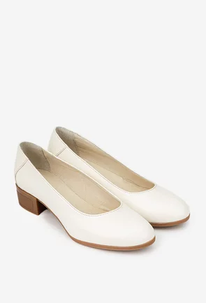 Pantofi dama bej deschis din piele naturala