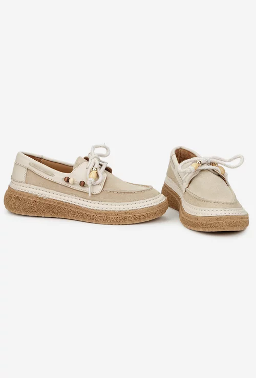 Pantofi dama bej din piele