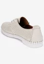 Pantofi dama bej din piele cu model perforat