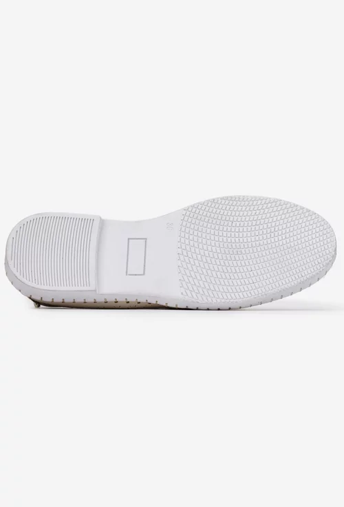 Pantofi dama bej din piele cu model perforat