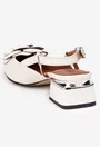Pantofi dama bej din piele cu ornament floare