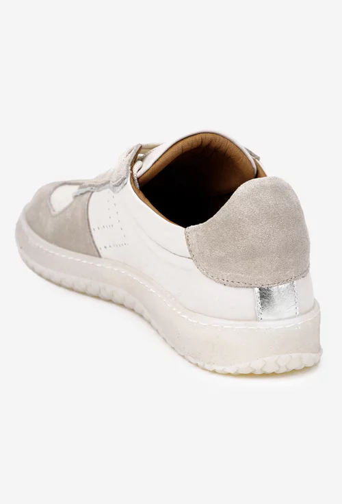 Pantofi dama bej din piele cu siret