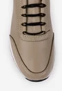 Pantofi dama bej din piele cu siret elastic
