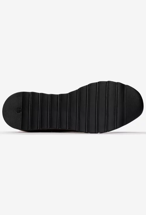 Pantofi dama bej din piele cu siret elastic