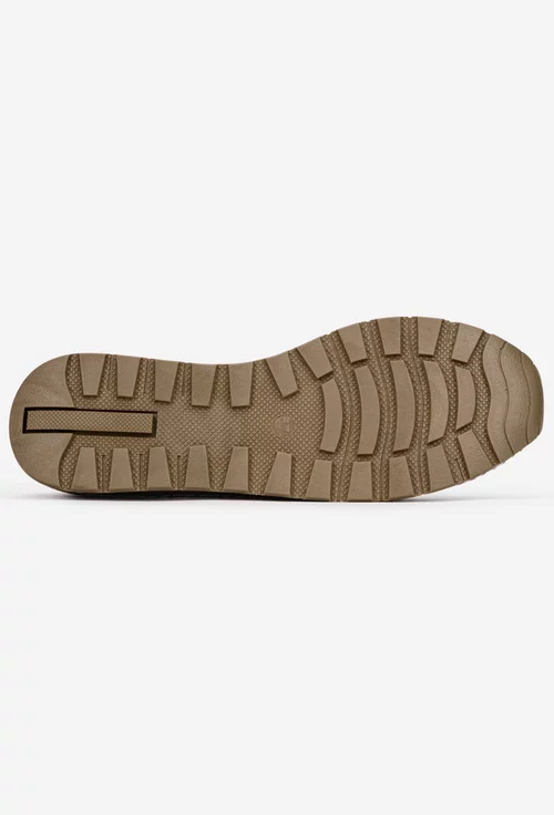 Pantofi dama bej din piele cu siret elastic
