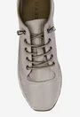 Pantofi dama bej din piele cu siret elastic