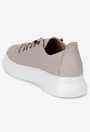Pantofi dama bej din piele cu siret elastic