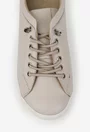 Pantofi dama bej din piele cu siret elastic