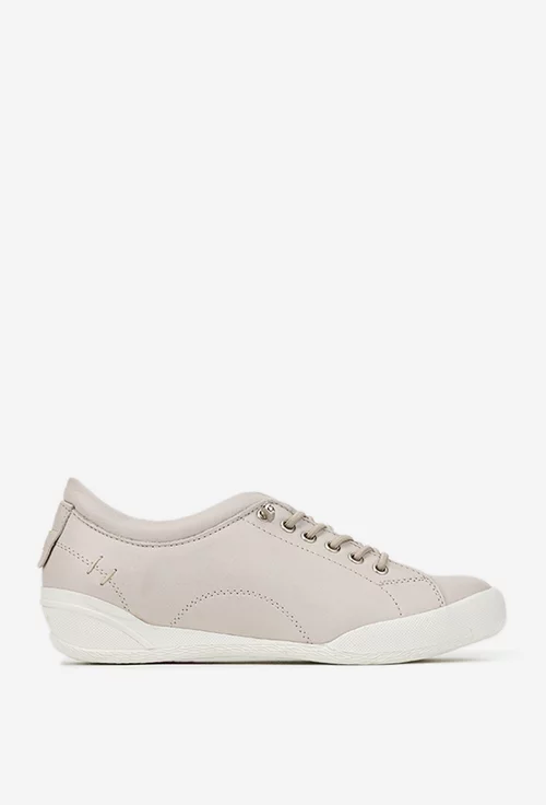 Pantofi dama bej din piele cu siret elastic