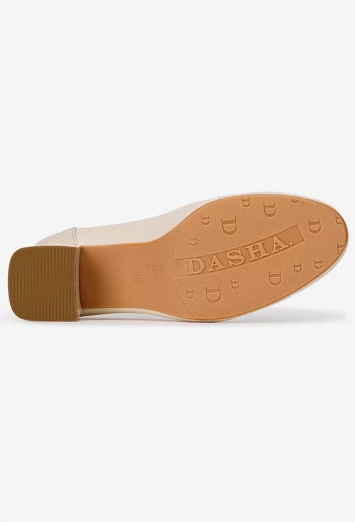 Pantofi dama bej din piele cu toc