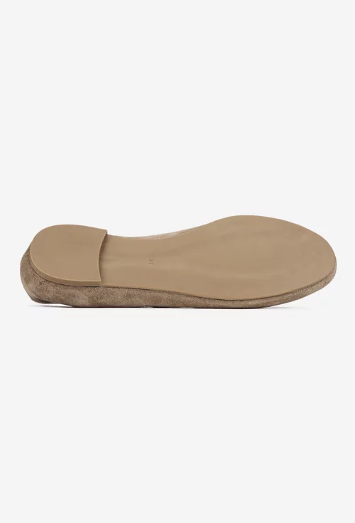 Pantofi dama bej din piele intoarsa
