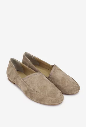 Pantofi dama bej din piele intoarsa