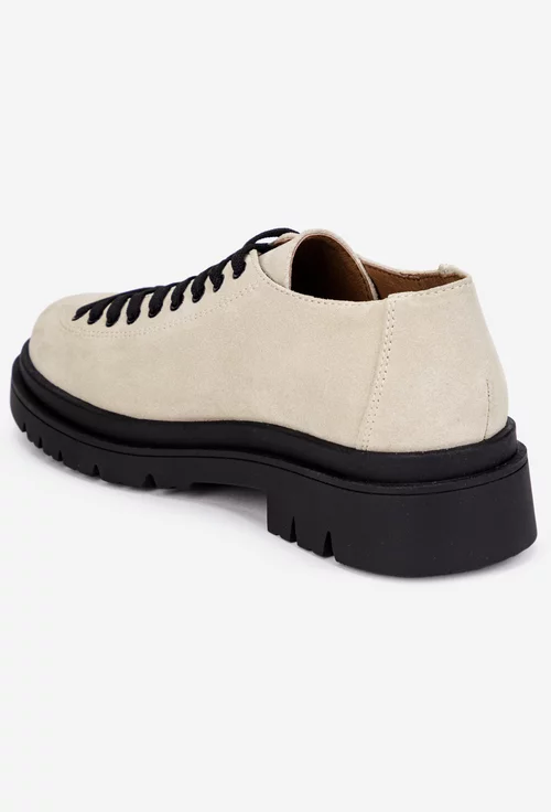 Pantofi dama bej din piele intoarsa