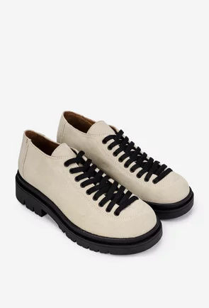 Pantofi dama bej din piele intoarsa