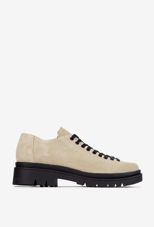 Pantofi dama bej din piele intoarsa