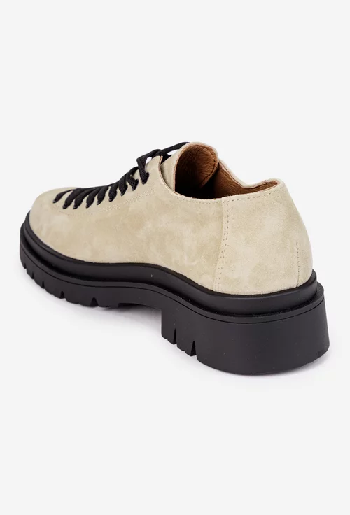 Pantofi dama bej din piele intoarsa