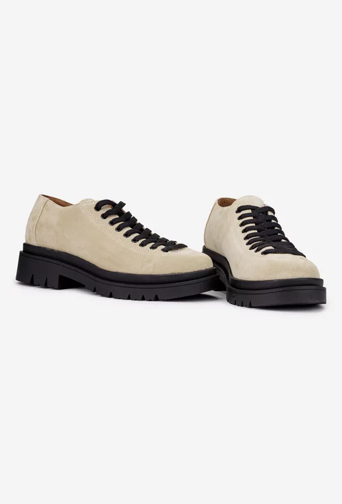 Pantofi dama bej din piele intoarsa