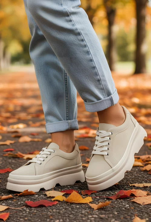 Pantofi dama bej din piele intoarsa