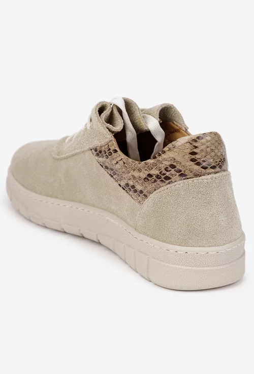 Pantofi dama bej din piele intoarsa